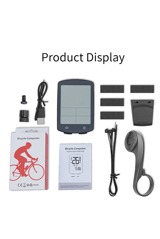 كمبيوتر الدراجة اللاسلكي BKV-501B بمنفذ USB-C وشاشة LCD رقمية وعداد سرعة ومسافة وسعرات حرارية