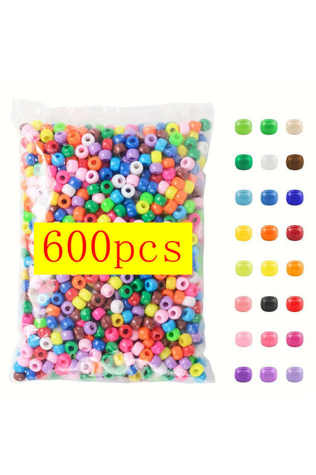 6mm 600pcs 600/1200/1800pcs Mixed Color Pony Beads 6x9mm Set for DIY Jewelry Making and Crafts Solid