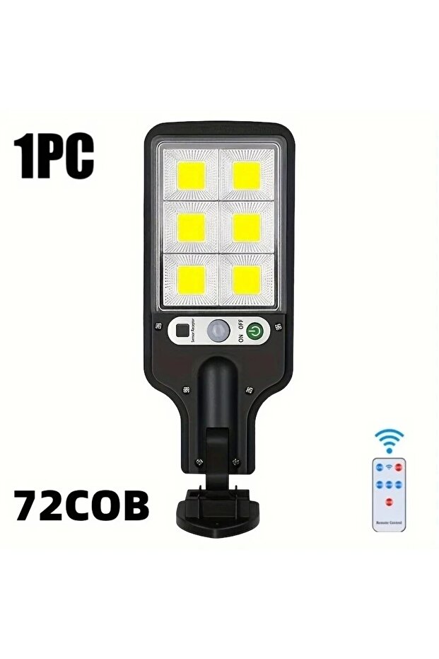 مصابيح KJX616BS الشمسية الخارجية بتقنية COB 72/108 مع 3 أوضاع إضاءة، مقاومة للماء، مزودة بمستشعر حركة، إضاءة أمان LED W