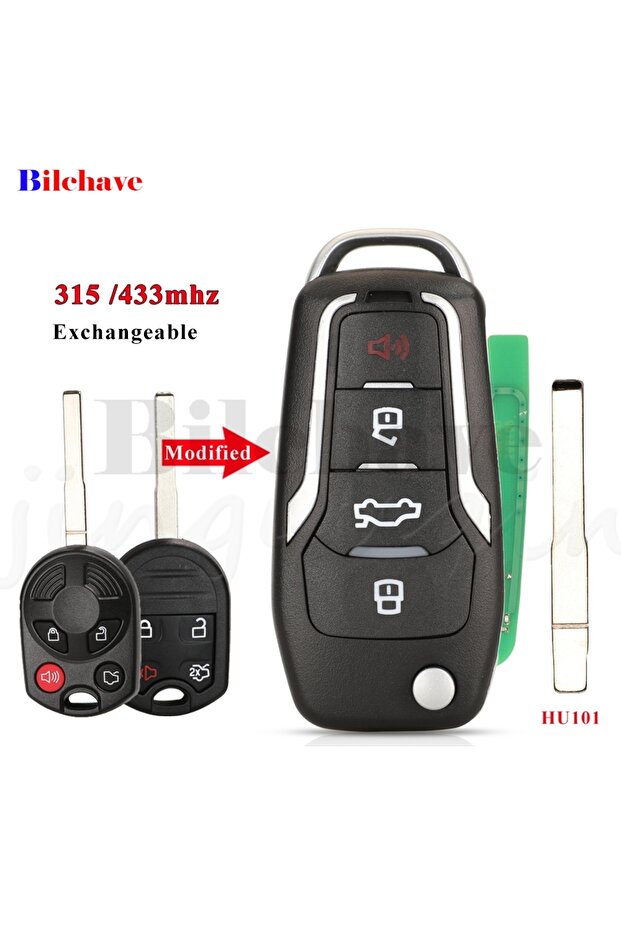 With 4D63 Chip HU101 Blade Silver Jingyuqin 315/433MHz 4D63 OUCD6000022 CWTWB1U793 Modified Remote K
