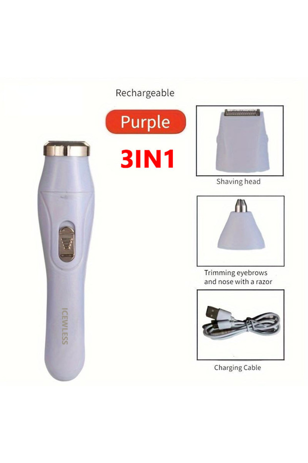 Purple Electric Hair Trimmers for Women Waterproof Razor Painless Private Body Hair Removal Device S
