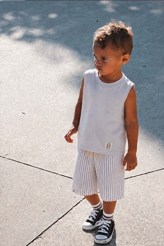 Zero Sleeve Capri Set 1-7 Years Stone