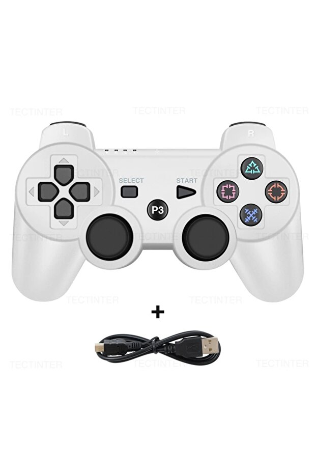وحدة تحكم لاسلكية بيضاء لجهاز PS3 تدعم البلوتوث، عصا تحكم لاسلكية لجهاز بلايستيشن 3