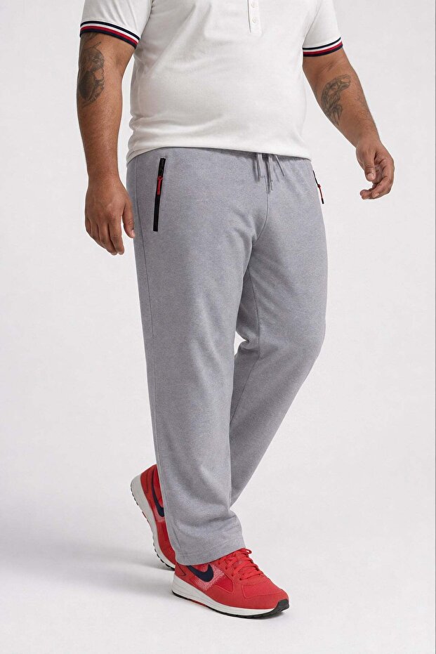 Large Size Classic Sweatpants Zippered Pocket 22500 GRAY MELANGE
