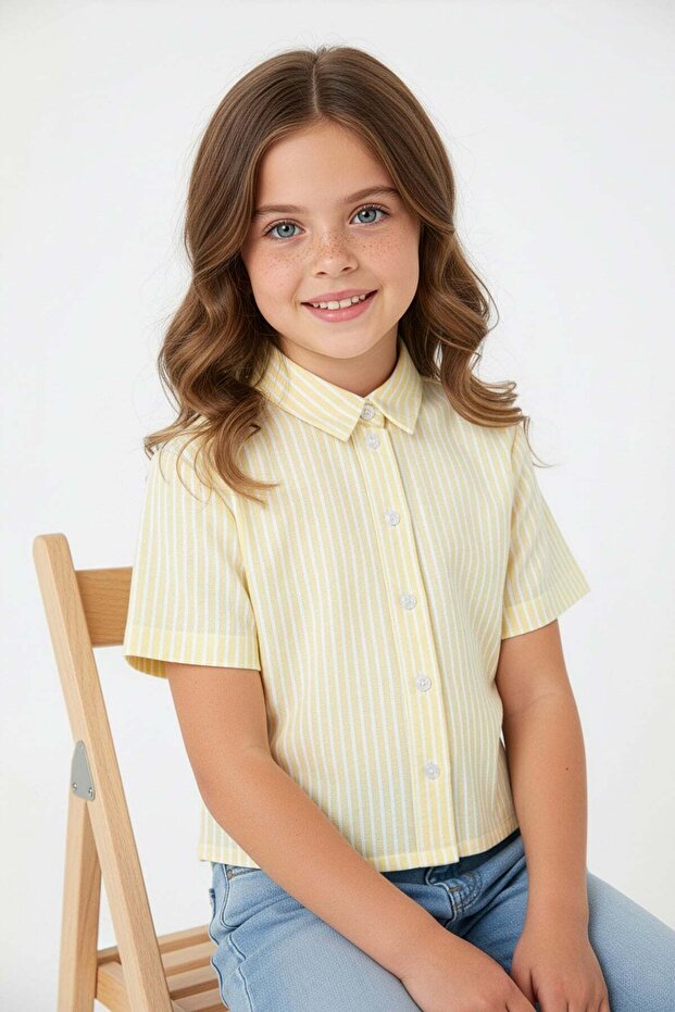 Striped Buttoned Girls' Shirt
