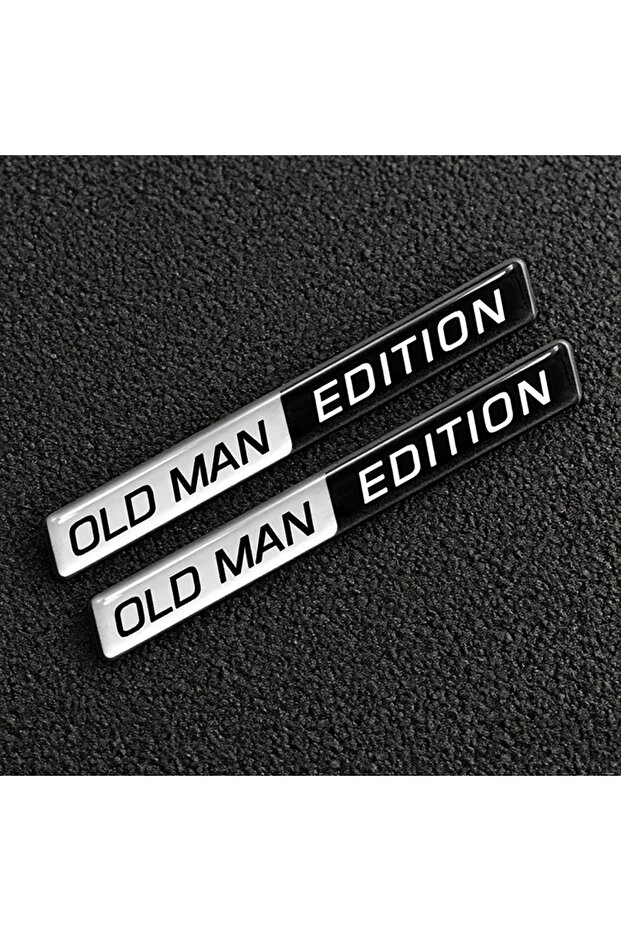 black 2pcs Old Man Edition 3D Emblem Sticker Badge Fender Funny Old Man Edition Decals Car Replaceme