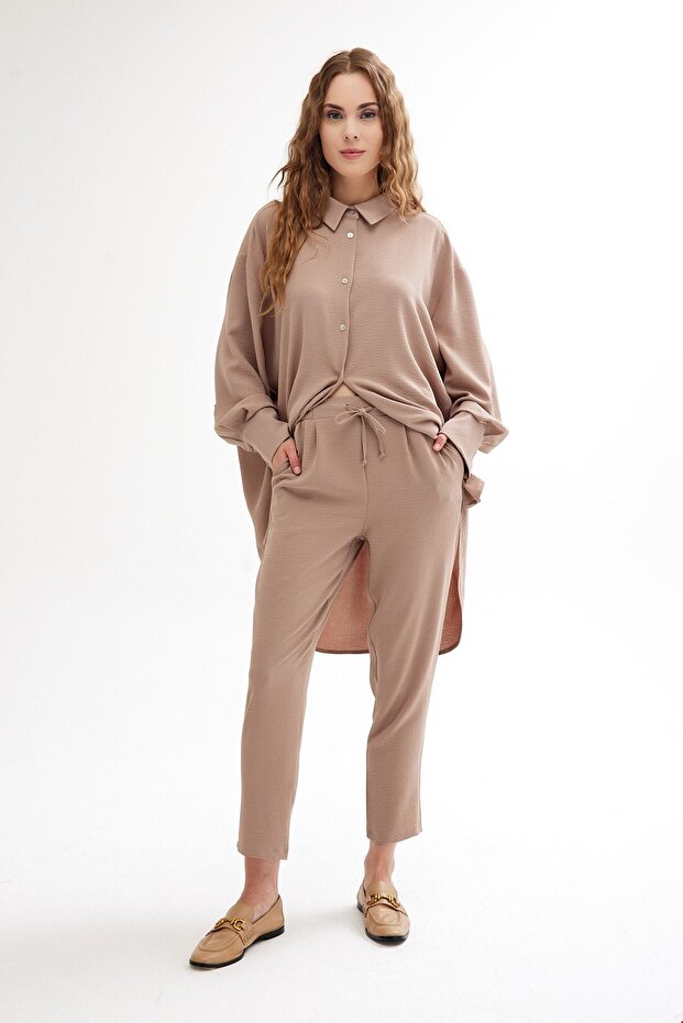 Mink Crepe Trousers - Front Pleated