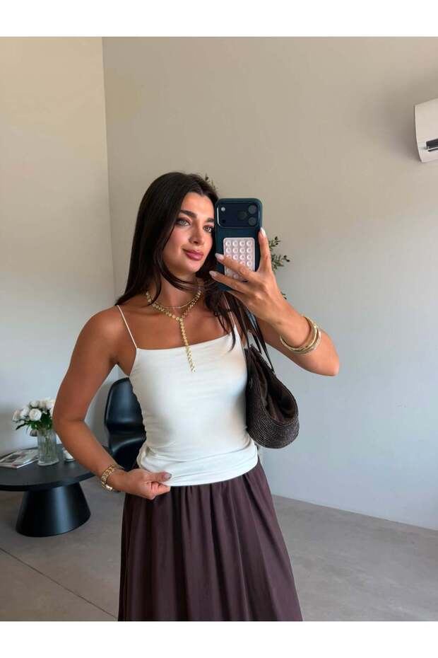 توب طويل بحمالات من خيوط الإكرو (51 سم)