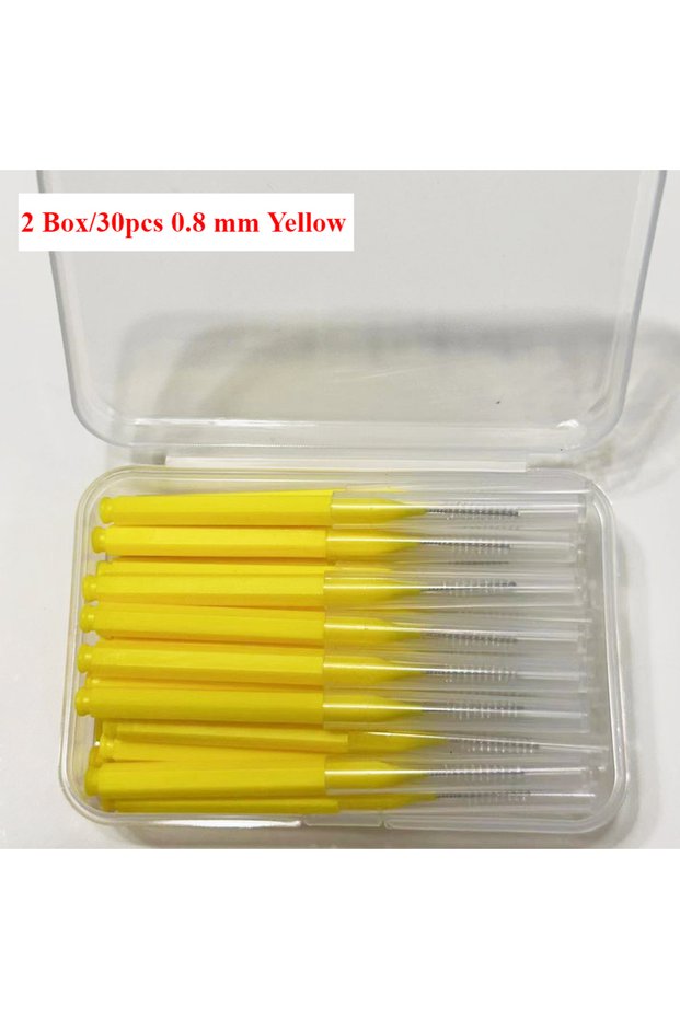 30Pcs 2 Box Yellow 30pcsInterdental Brushes Dental Brush Between Teeth For Dental Orthodontic Clean