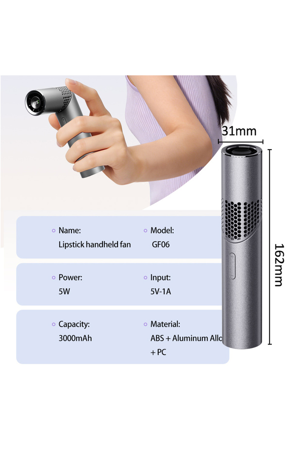 TS82-GF06-GR Foldable Handheld Small Fan Outdoor Mini High-Speed with 199 Levels Portable USB Chargi