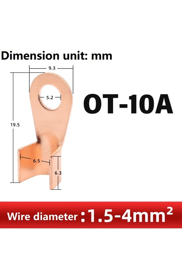 10 قطع OT10A 10/50 قطعة أطراف توصيل نحاسية غير معزولة OT، موصلات أسلاك كهربائية عارية