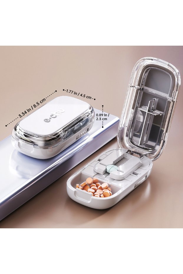 four equal parts-G Tablet Divider Tablet Cutter with Storage Compartment for Small and Large Tablets