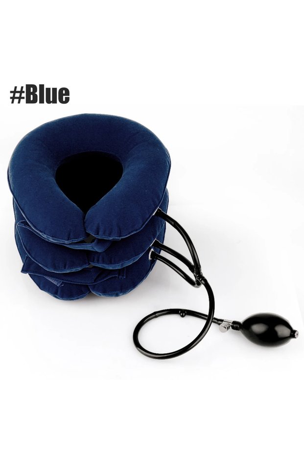 Blue Neck Stretcher Cervical Traction Device Home Pain Treatment, Inflatable Spinal Decompression Co