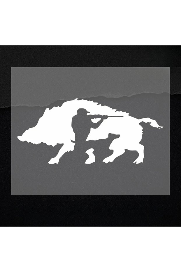 15X6.7CM WHITE Creative Car Stickers Hunting Wild Boar Applique Fashion Automobile Motorcycle Access