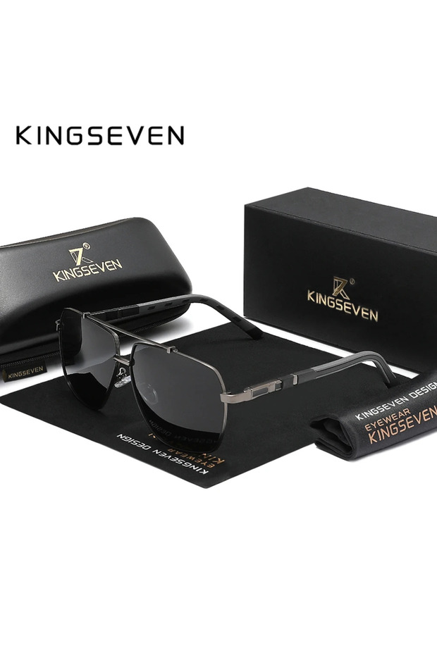 Gun Gray KINGSEVEN New Luxury Sunglasses Men UV400 Square Large Frame Polarized Glasses Male Women O