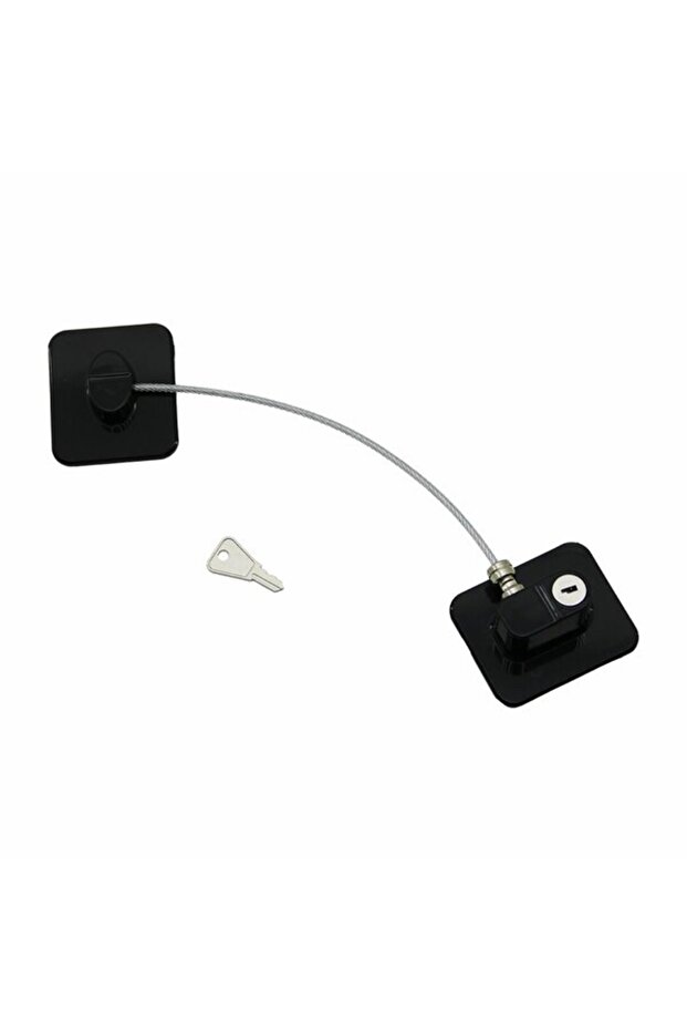 Black Plate Rope Safety Lock 5X6Cm Adhesive Mounting=2Pcs Plate Rope=18.8Cm