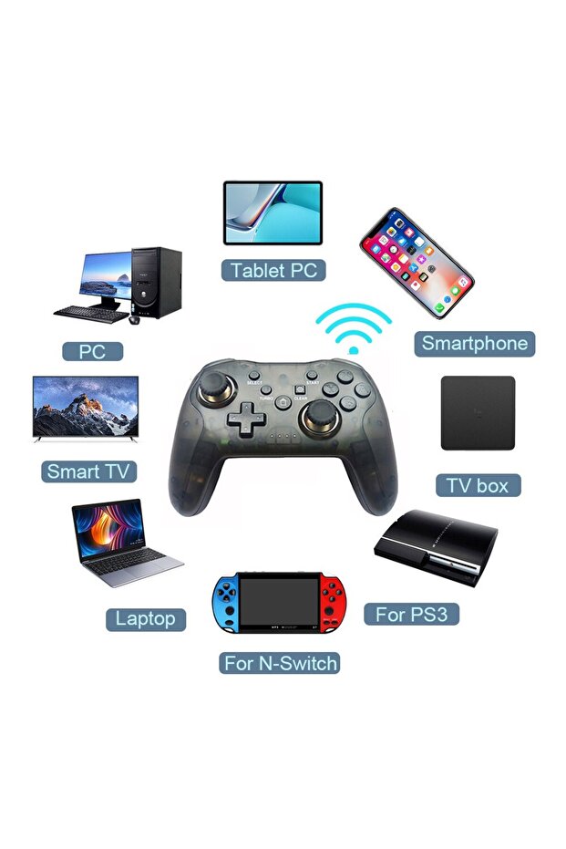 وحدة تحكم ألعاب لاسلكية GAMINJA MG25Z باللون الأسود الكريستالي مع لوحة ألعاب بلوتوث لجهاز Nintendo Switch PS3 PC Joystic