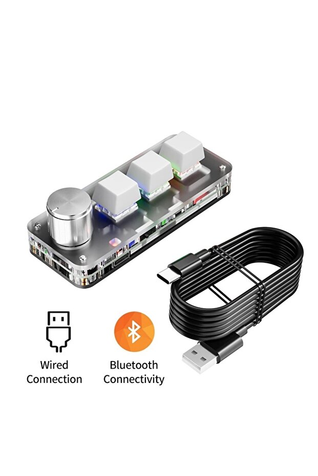GGBEE Wire Bluetooth White 2.4G 3-key Customize Bluetooth Keyboard Macro Knob Copy Paste Shortcut Ke