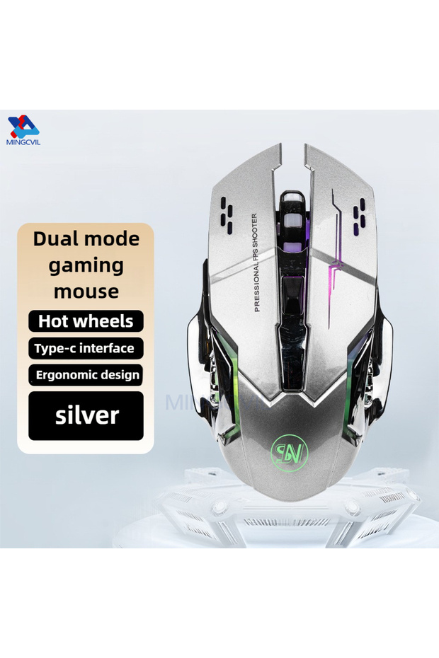 silver Top selling MINGCVIL Rechargeable Wireless Mouse Gaming Computer Bluetooth Mouse USB Mechanic