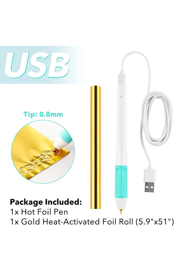 0.8mm Hot Foil Pen USB Powered Hot Foil Pen Set 0.8mm Heat Active Pen For Paper Leather Convertible
