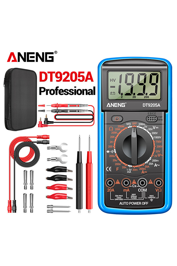 ANENG DT9205A-12 Blue Pro Professional Multimeter Tester ANENG 1999 Counts Digital DT9205A-12 AC Vol