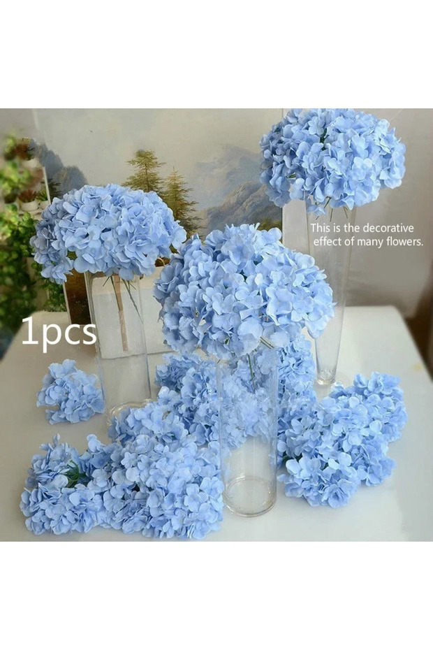 9 PCS Blue 1pcs/lot Colorful Decorative Flower for Wedding Party Luxury Artificial Hydrangea Silk DI