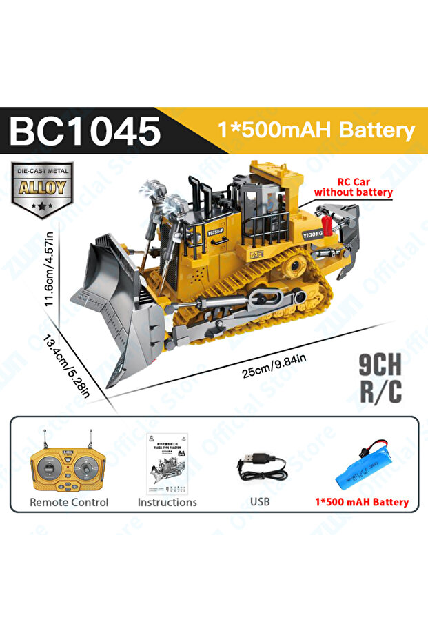 9CH Alloy BC1045 ZWN 2.4G Remote Control Excavator Dump Truck RC Model Car Toy Professional Alloy Pl