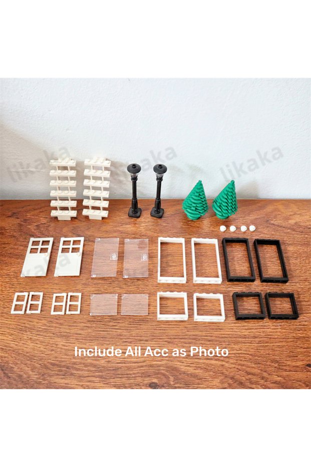 blackwhite parts City Friends Door Window Set Building Blocks Compatible Classic House Architecture