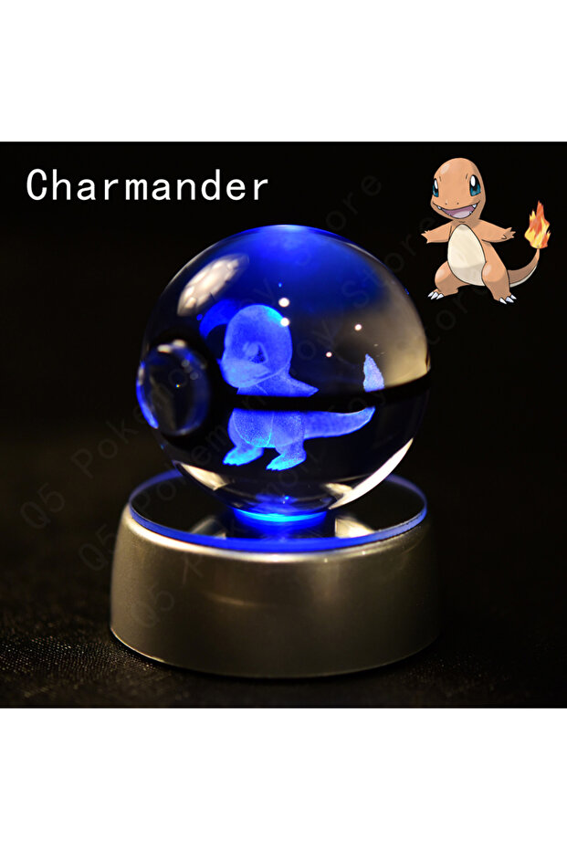 08 Charmander Pokemon Crystal Ball 3D Pikachu Mewtwo Mew Gengar Night Light Lamp Base Pokeball Cryst