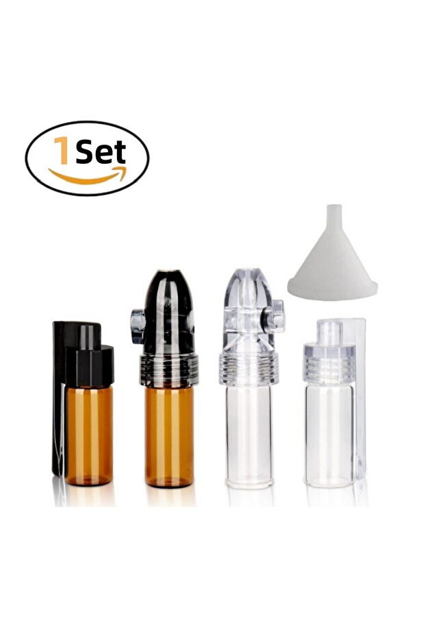 1 set 4 Pcs Glass Jars with Funnel, Portable Containers for Kitchen Salt Pepper Sugar, Travel Orga