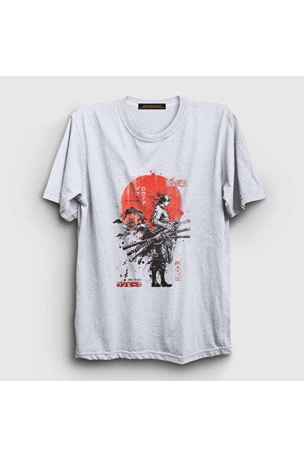 Unisex White Roronoa Zoro Anime One Piece T-shirt353541tt