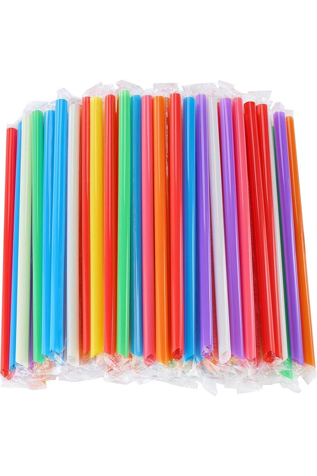 Multicolor 100pcs 195x10mm Straws Big Milkshake Straws Smoothie Straws Beverage Thick Straw For Boba