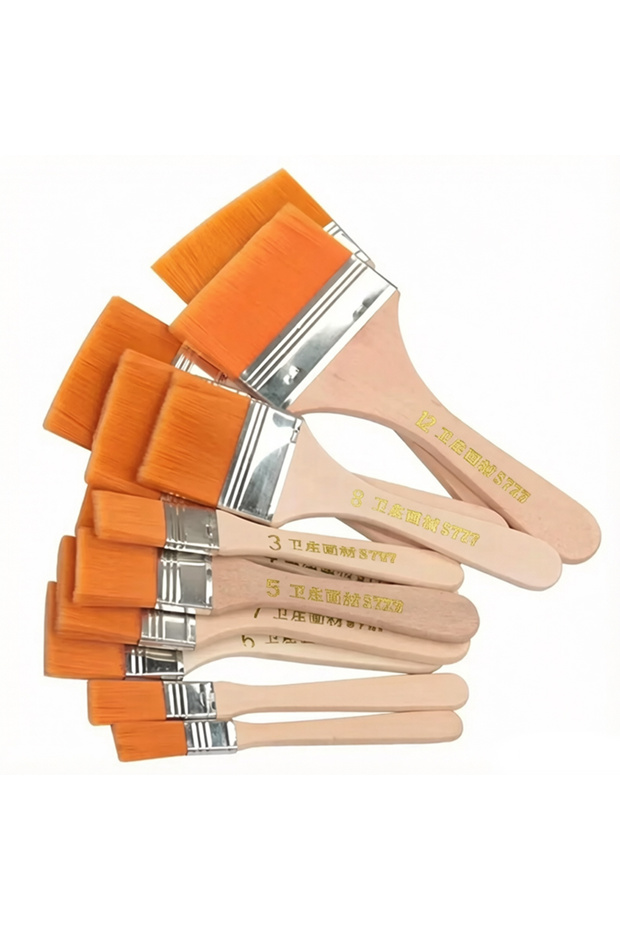 12pcs Paint Brush 12pcs Nylon Paint Brush Set - High-Quality Synthetic Bristles for Acrylic, Oil, Wa