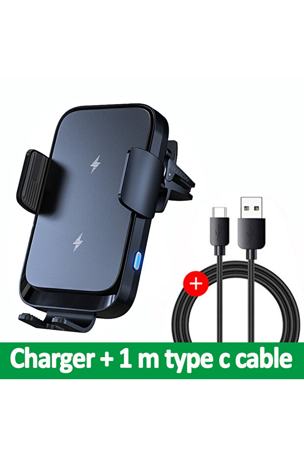 VIKEFON Black Wireless Car Charger Dual Coil Car Phone Holder Stand for Samsung Galaxy Z Flip 5 4 3