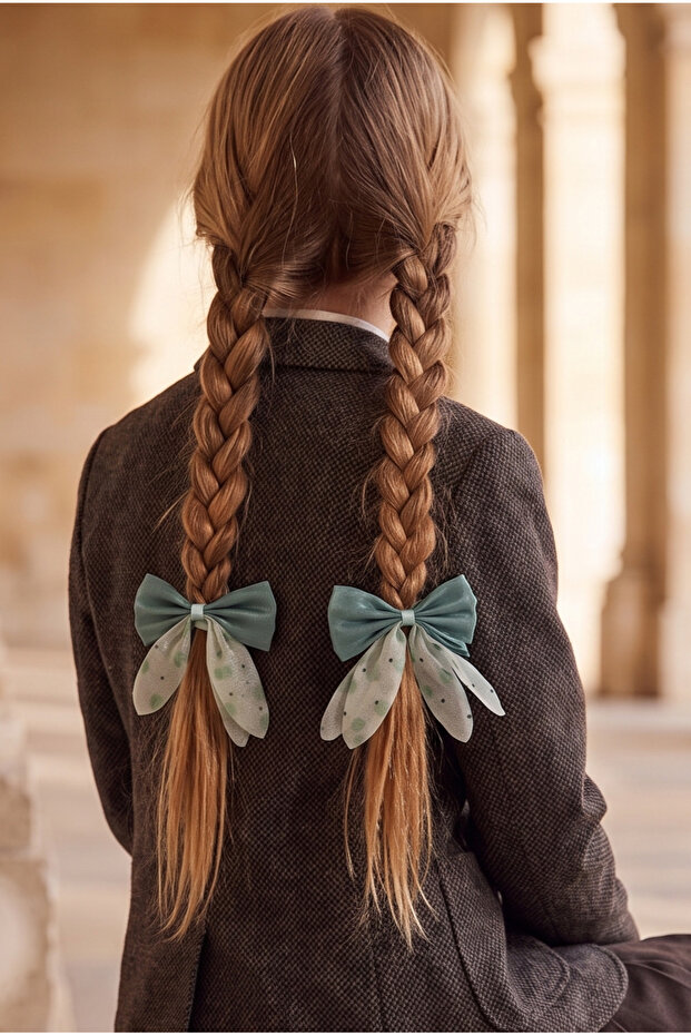 Girl's Heart Bowknot 2-Piece Rubber Buckle Green