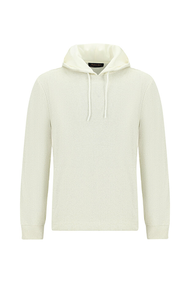 Hooded Regular Fit Patterned Cotton Sweatshirt