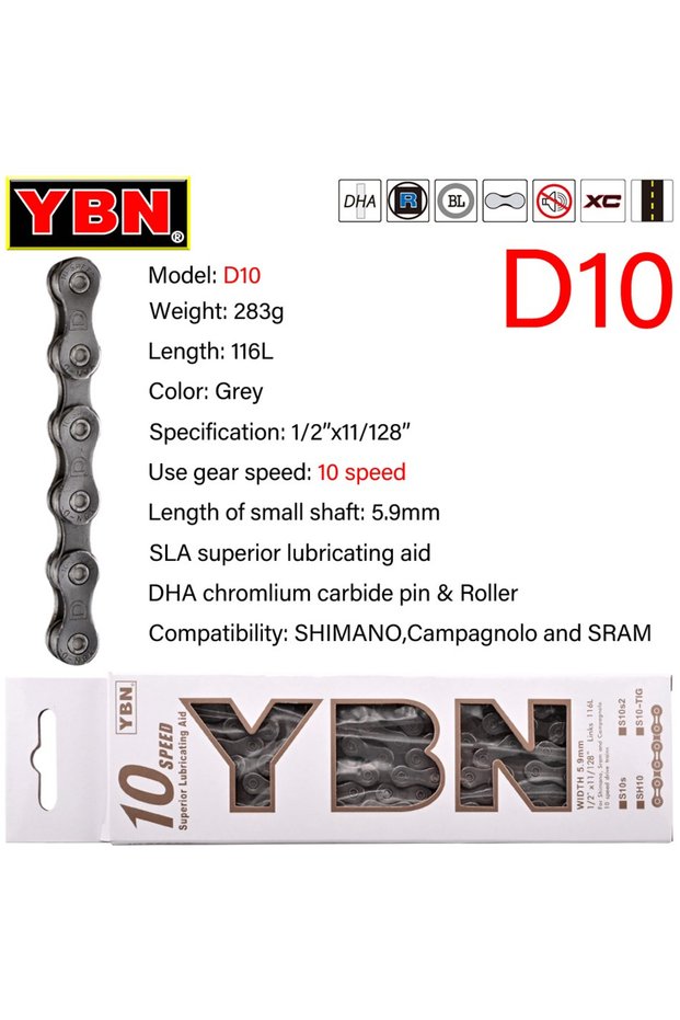 D10 10Speed NEW BOX YBN Bike Chains 8 9 10 11 12 13 Speed MTB ROAD Bike Chain 116/126 Links MTB Road