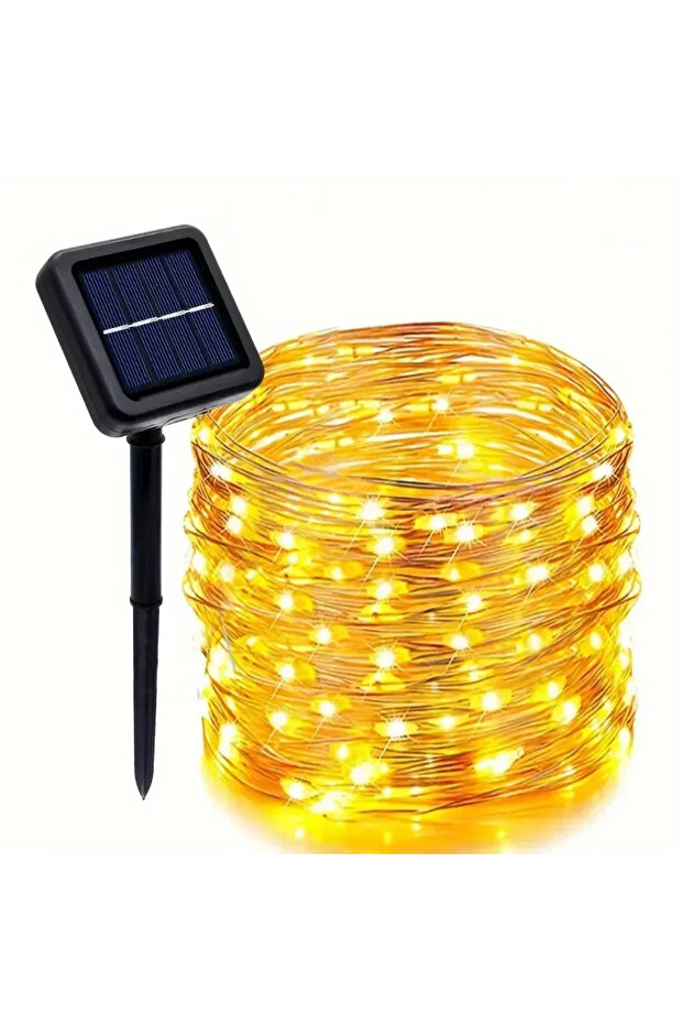 22M-200LED Warm White-1pc LED Solar Fairy Lights Outdoor Solar String Lights Waterproof 8 Modes Copp