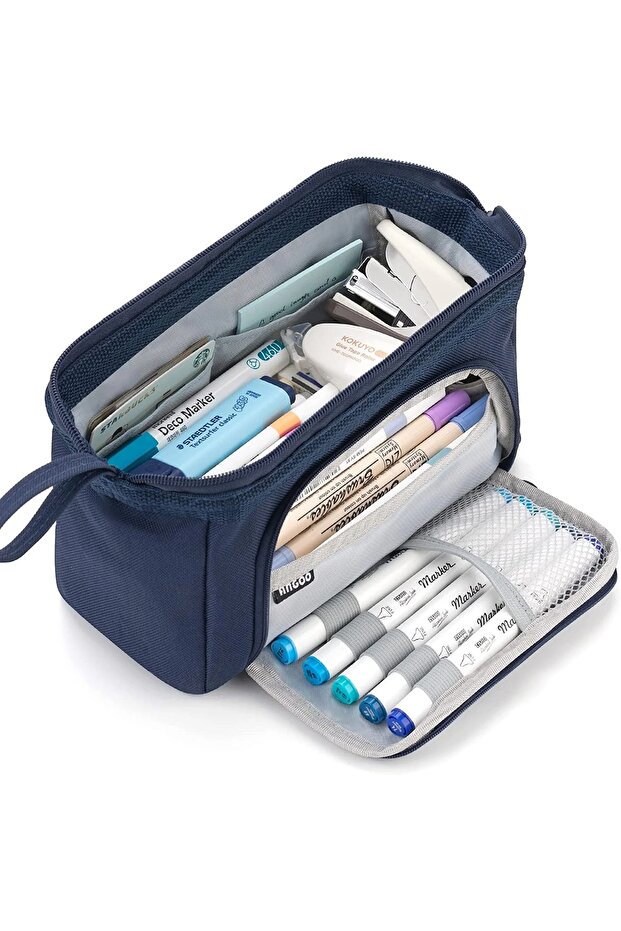 Navy Large Capacity Pencil Case Cute Student Pencil Cases Big Pen Bag Case Storage Box Boy Girl Kid