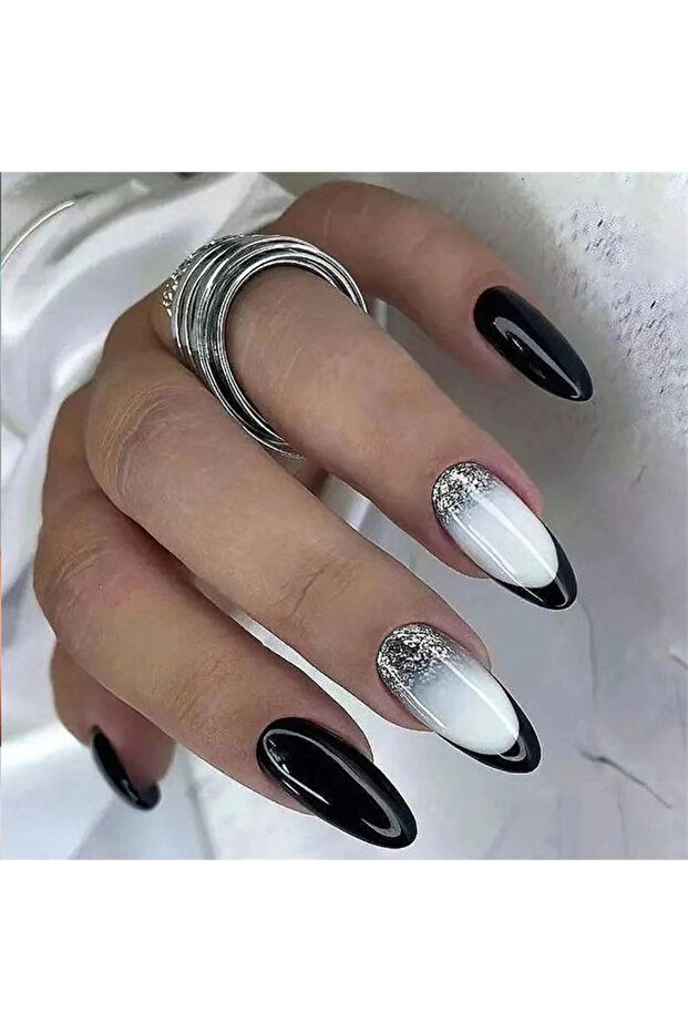 PDJ2070 24Pcs/Set Rainbow Gradient Long Pointed Wear False Nails Art Removable French Press on Nail