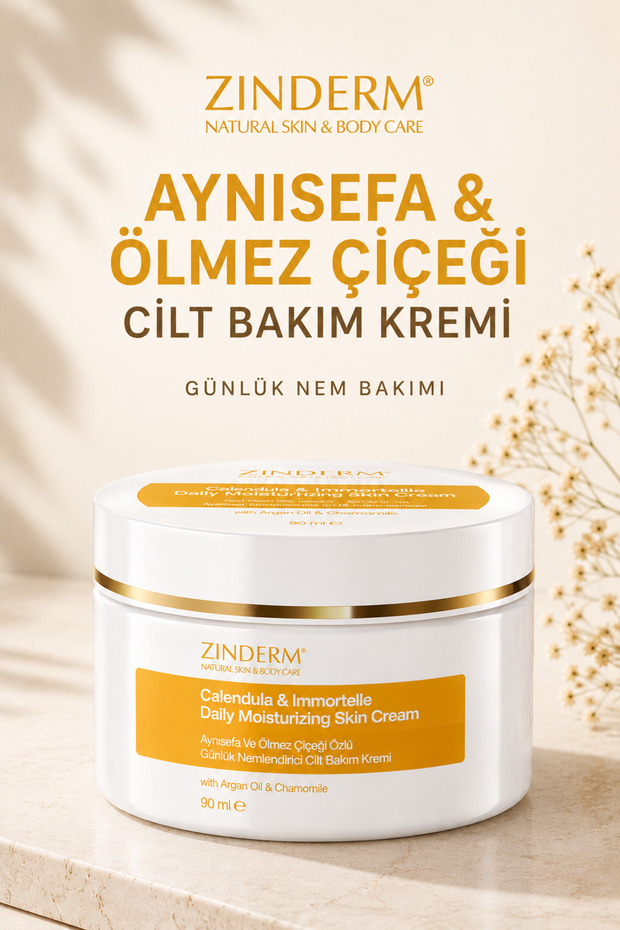 Daily Intensive Moisturizing Hand, Face and Body Skin Care Cream with Calendula Oil and Immortelle Flower Extract 90 ml