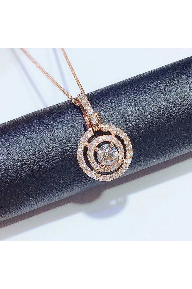 XL717 Huitan Bling Bling Cubic Zirconia Necklace for Women Fashion Circle Shaped Pendant 2022 New Tr