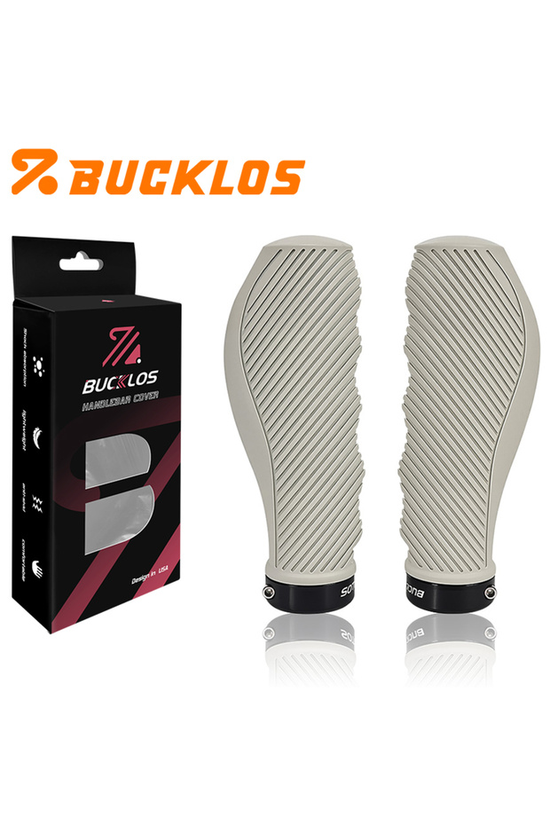 BUCKLOS Upgraded-WHITE BUCKLOS Bicycle Handlebar Grips Lock on Mountain Bike Grips Ergonomic Bicycle