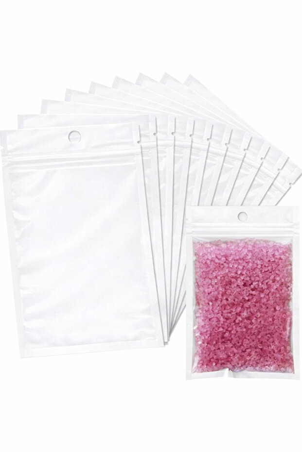 100Pcs Ziplock Food Storage White and Clear Window Waterproof Candy Etc Food Packaging 20X30
