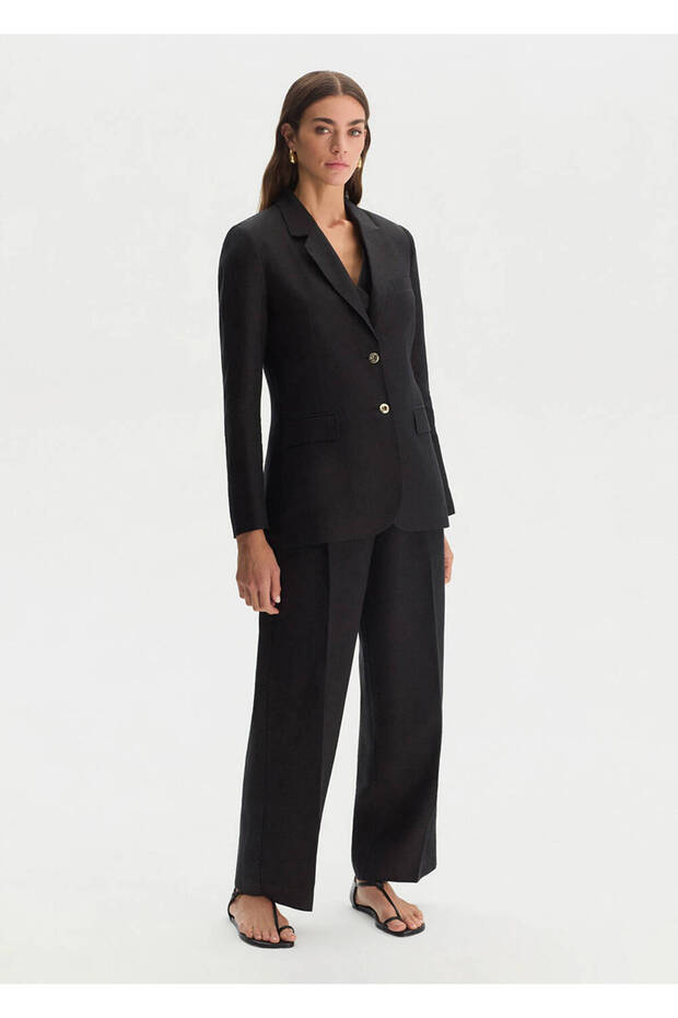 Black Linen Blazer Jacket