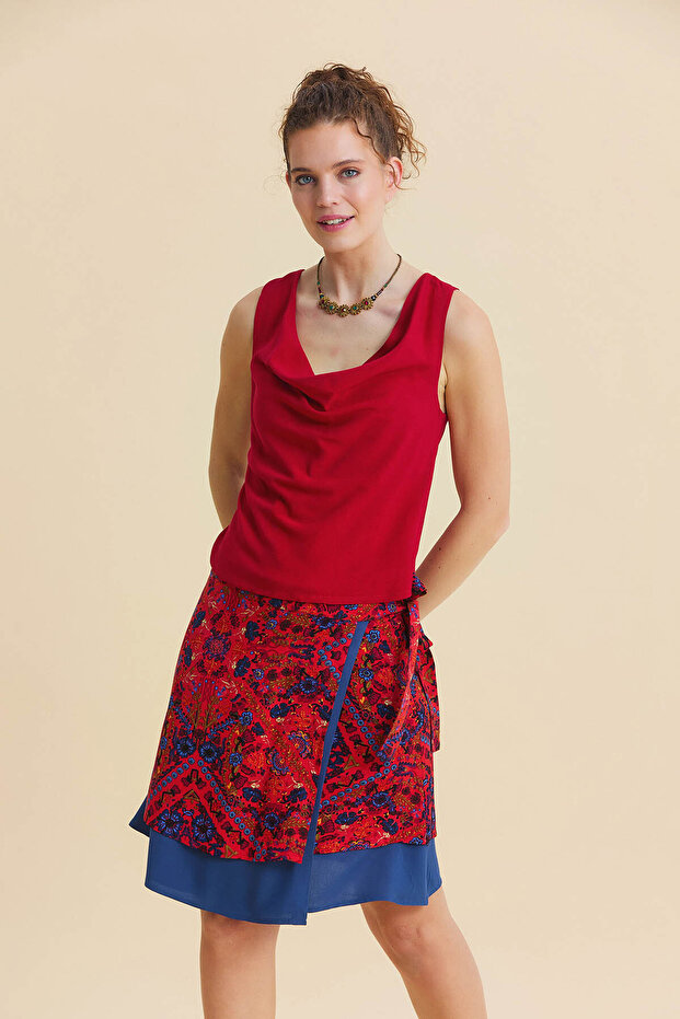 Bohemian Blouse with Crossed Neckline and Open Back