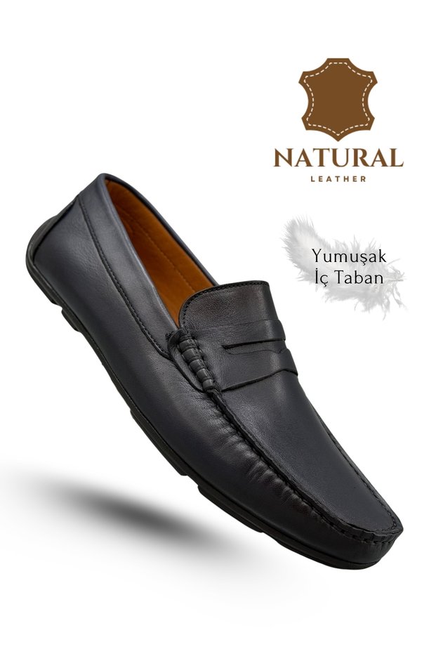 Sermoda Men's Loafer - Genuine Leather Rok Loafer Men's Shoes Navy Blue