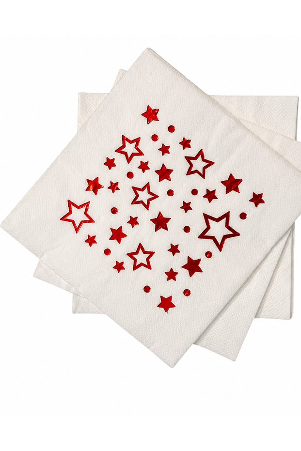Star Patterned Napkin – Gold, Silver, Red Party Napkin Birthday & Special Occasion Table Decoration