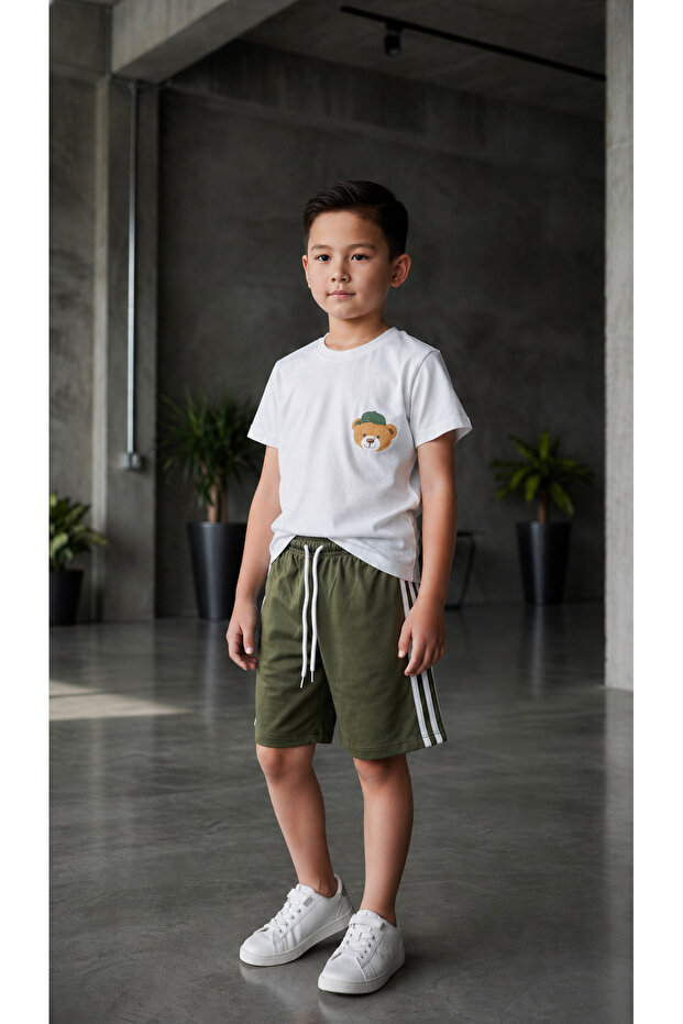 Boy's Printed T-Shirt and Shorts Set Green