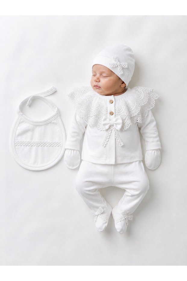 Baby Girl Lace 5-Piece Hospital Outfit, Mevlüt Set, Photo Shoot Baby Set